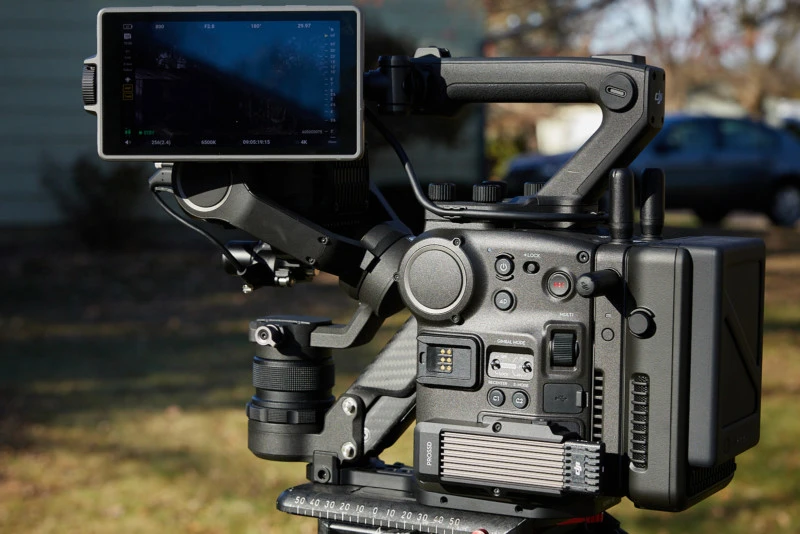 DJI Ronin 4D to the left of the camera.