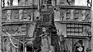 a ship in a harbor in the ocean