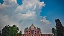A view of Humayun's Tomb on a rainy day in New Delhi, India on Sunday, July 3, 2022. (Photo by Sanchit Khanna/Hindustan Times)